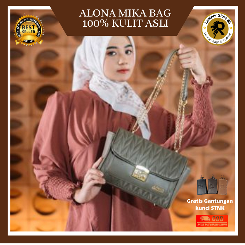 Tas Selempang Slempang Wanita Cewek Perempuan Kulit Asli Branded Original Model Tali  Rantai Woven S