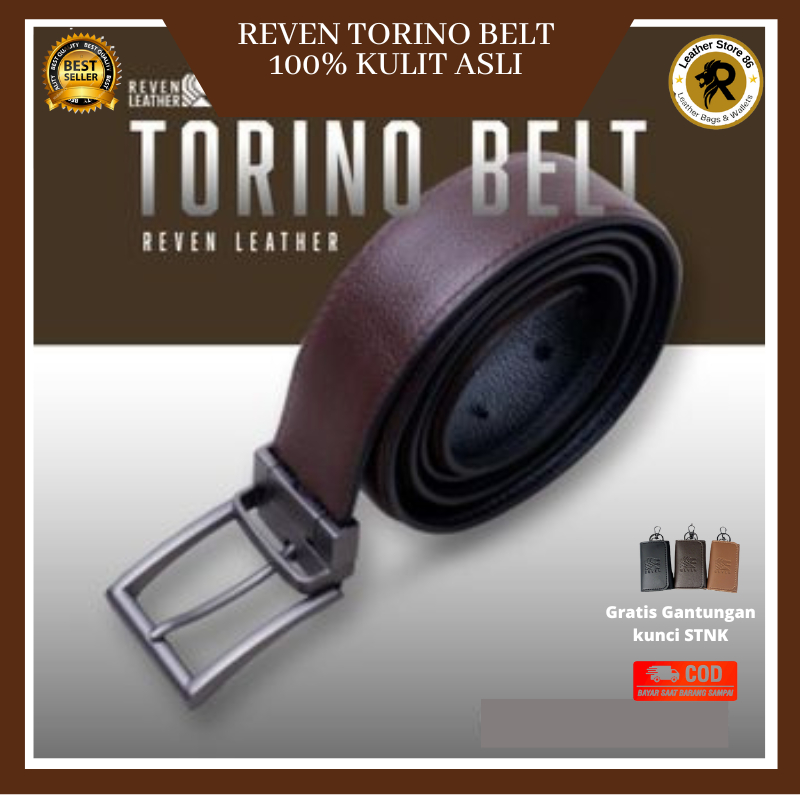 Gesper Ikat Pinggang Sabuk Pria Cowo Cowok Kulit Asli Original Branded Terbaru Reven Torino Belt