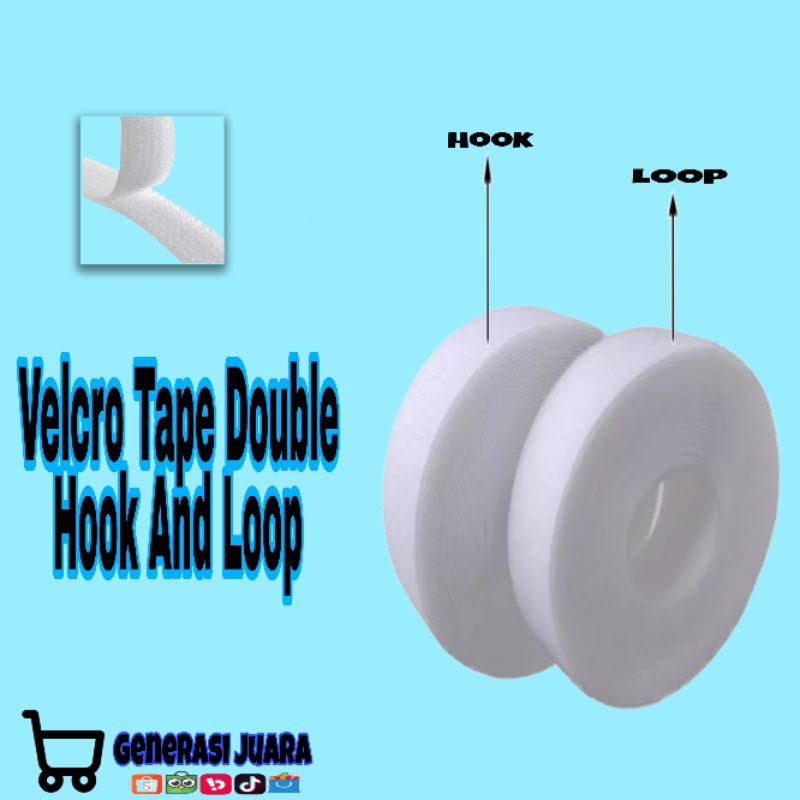 Velcro Tape Perekat Kain Tape 1 Inch - Velcro Hook And loop Magic - Putih