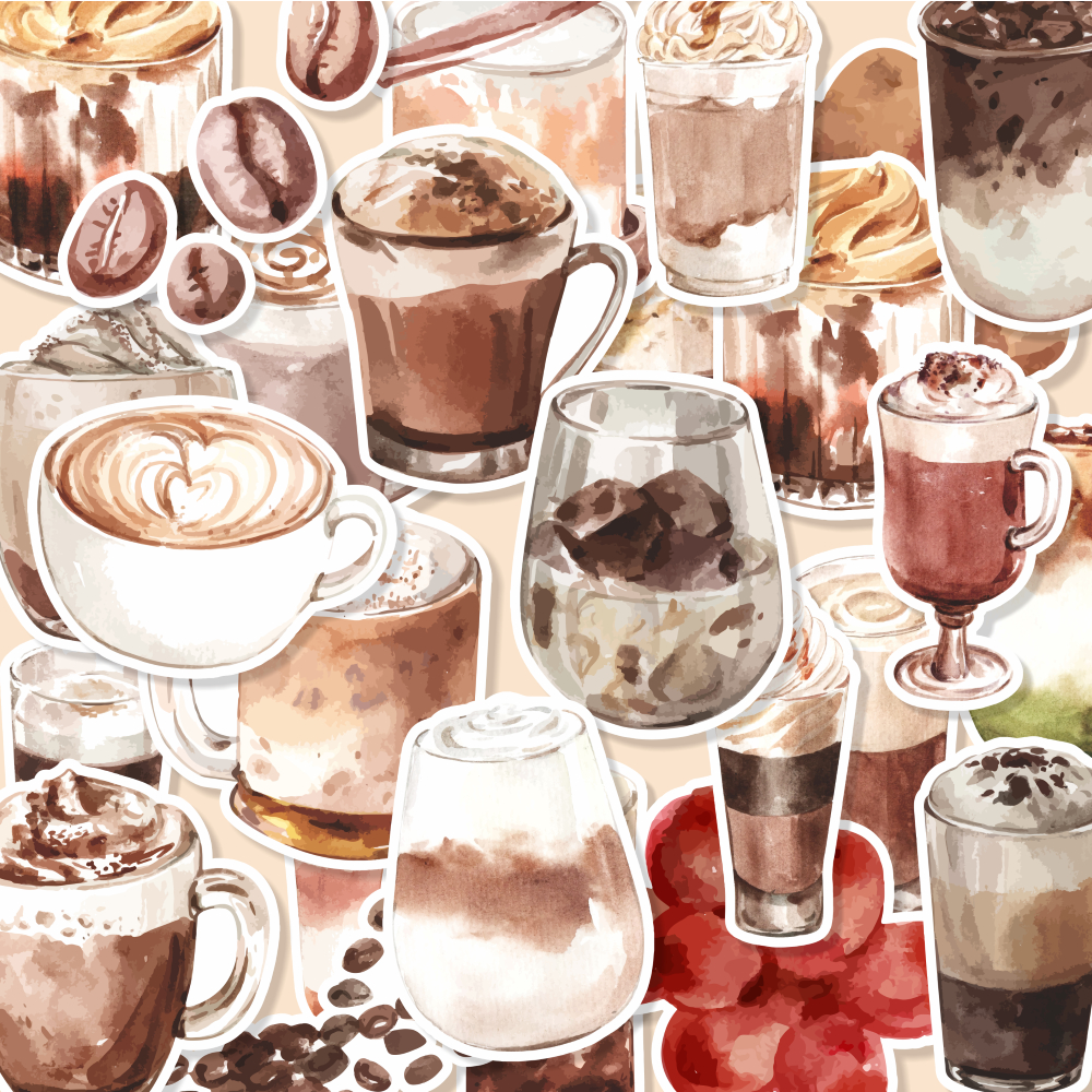 

( 20 pcs ) murah stiker edisi KOREAN COFFEE-watercolor/stiker kartun lucu/random/murah/stiker satuan/murah/random/stiker satuan