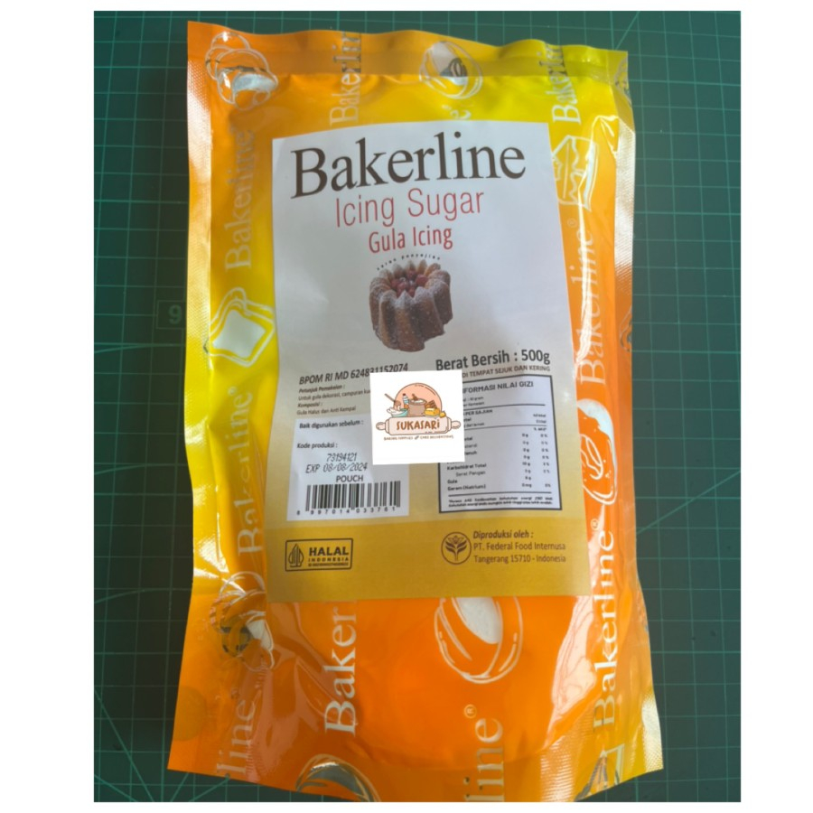 

Bakerline icing Sugar 500gr pouch gula icing halus dekorasi