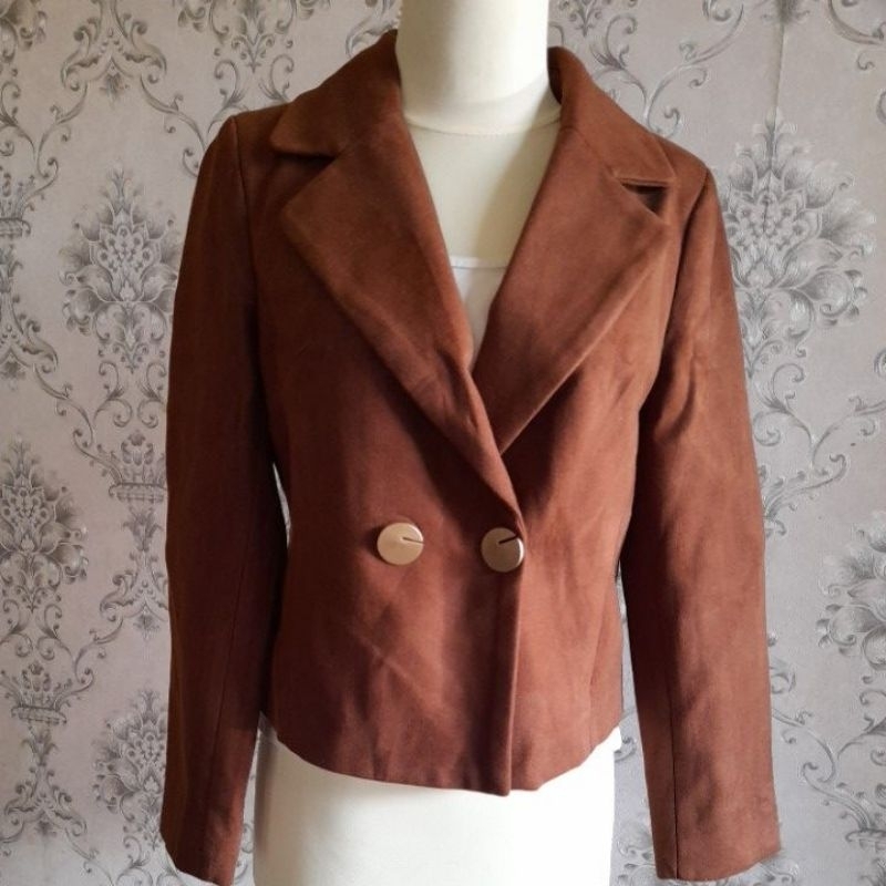 Crop Blazer Wanita Blazer kerja Premium Crop wool wanita import