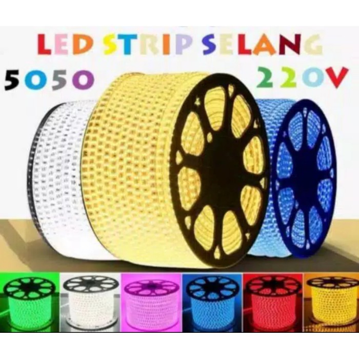 paket lampu led strip selang 5050 SMD AC 220v 6Mete - 10Meter indor dan outdoor
