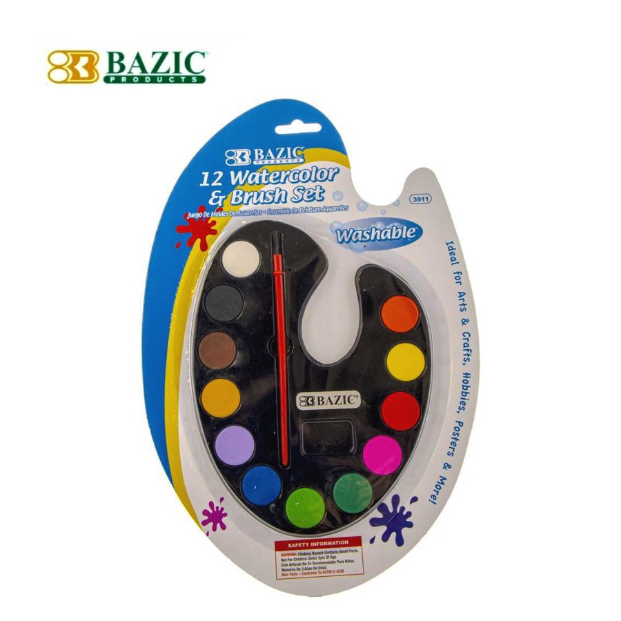 

Watercolor Paint Cake 12 Colors w/ Palette - Cat Air Padat 12 Warna 3911Bazic