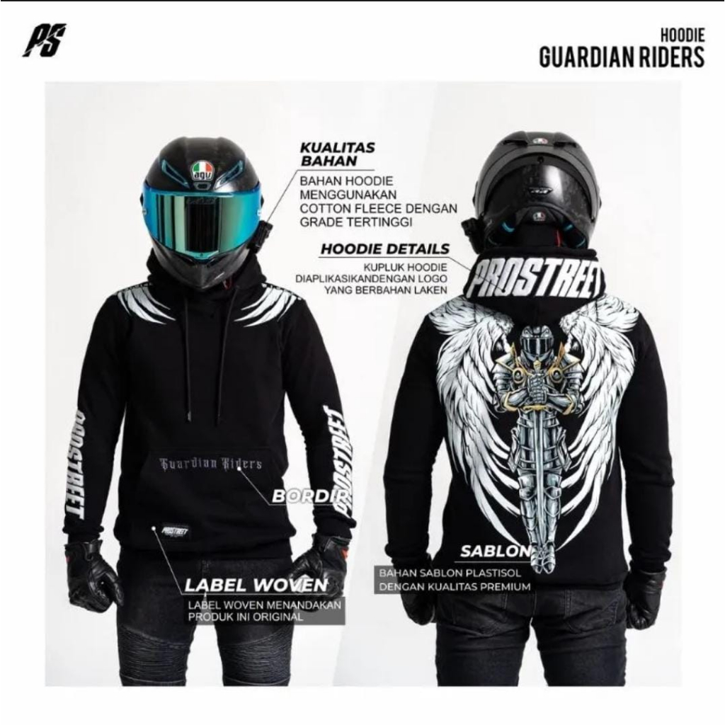 Big Promo Jaket Sweater Hoodie Prostreet Guardian Rider - Hoodie Prostreet Guardian Rider Hitam