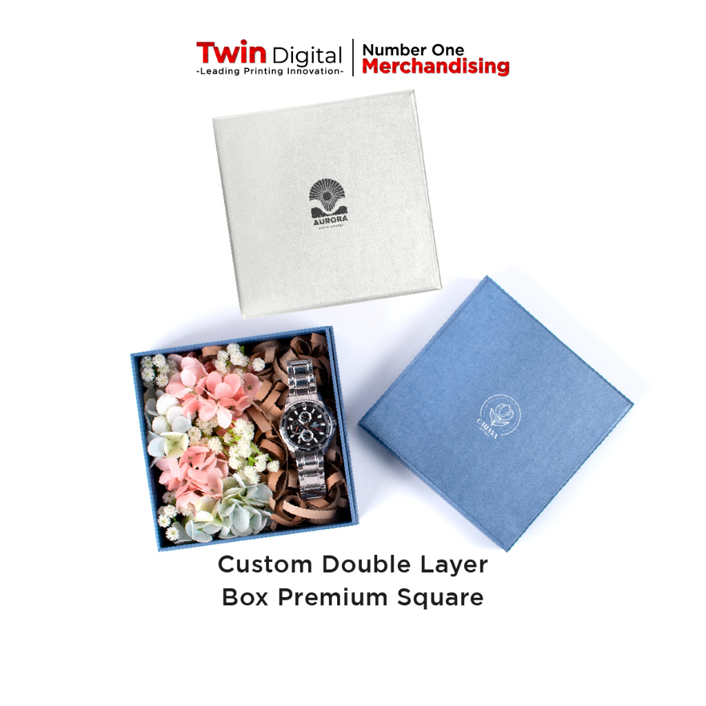 

Twindigital Custom Double Layer Box Premium Square Tempat Penyimpanan Hadiah - Kotak Kado Ulang Tahun