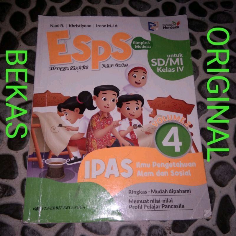 Buku ESPS KELAS 4 IV SD MI PENERBIT ERLANGGA KURIKULUM MERDEKA - MATEMATIKA - IPAS ILMU PENGETAHUAN ALAM DAN SOSIAL - BAHASA INDONESIA - PENDIDIKAN PANCASILA PPKN PKN - PJOK JASMANI OLAHRAGA SENI BUDAYA GROW WITH ENGLISH BAHASA INGGRIS AGAMA ISLAM