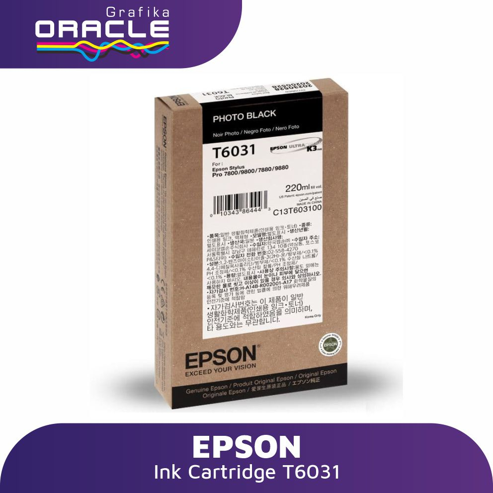 EPSON T6031 PHOTO BLACK INK CARTRIDGE 220ML FOR SP 7800/9800/7880/9880