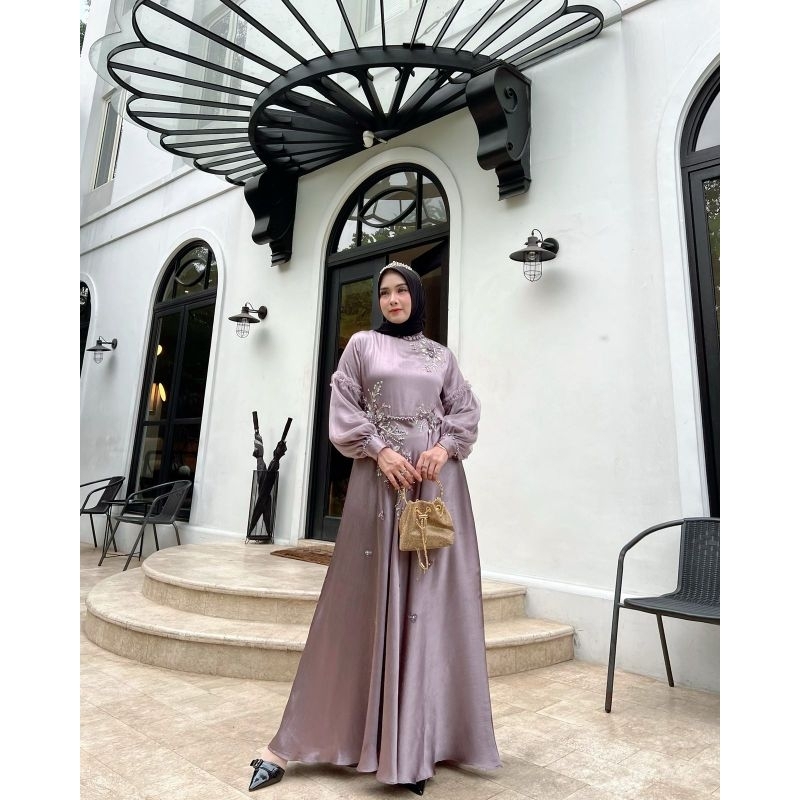 New Yasmin Gaun Original By Aura Hijab / Gamis Premium / Gamis Pesta Terbaru / Gamis Pesta Mewah