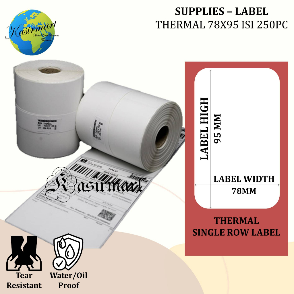 

Stiker Label Thermal 78X95 Isi 250 Label Barcode Thermal 78x100 76x60 Xprinter XP360B XP420B XP365B