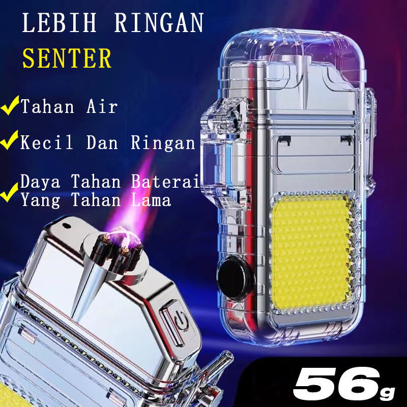 Korek Api Elektrik Transparan Shell Tahan Air Pulsa Elektronik Lebih Ringan Outdoor Tahan Angin Taha