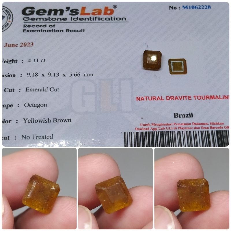 Natural Dravite Tourmaline 4,1 ct Brazil memo GLI