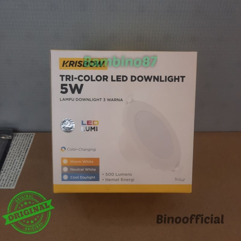 Krisbow Triluz Lampu Downlight 3 Warna Led 5 Watt