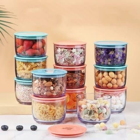 Toples Snack 330 ML / Food Storage Jar Tahan Panas 1 Set Isi 3 Pcs - Toples Kue Kering Lebaran Minim