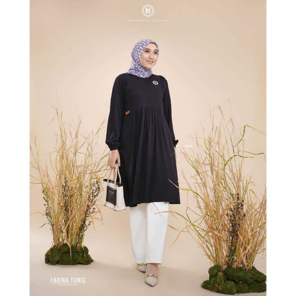 NADHEERA FARINA TUNIC Rayon Premium Atasan Tunik Wanita by Nadhera Luxury