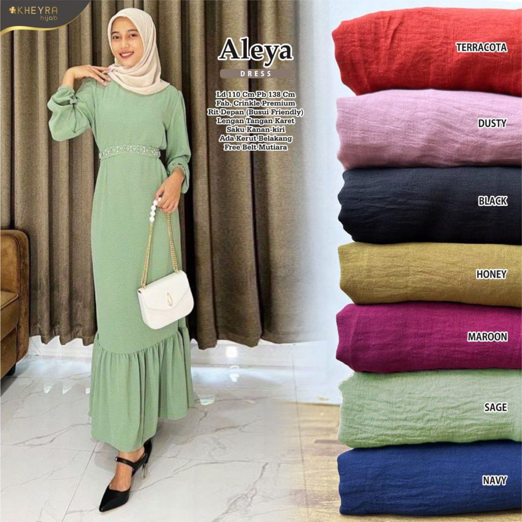 ALEYA DRESS POLOS BAHAN CRINKLE ORIGINAL KHEYRA