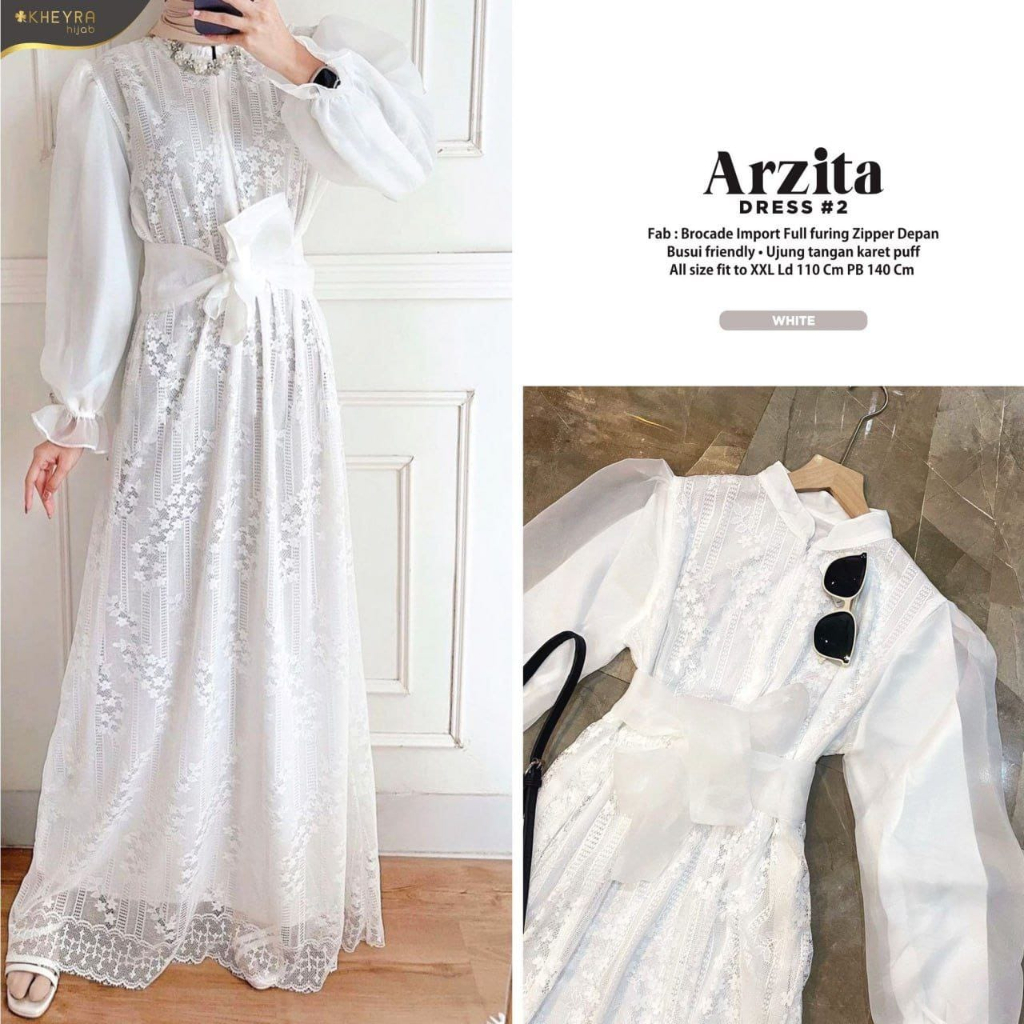 ARZITA DRESS #2 BERMOTIF BAHAN BROCADE ORIGINAL KHEYRA