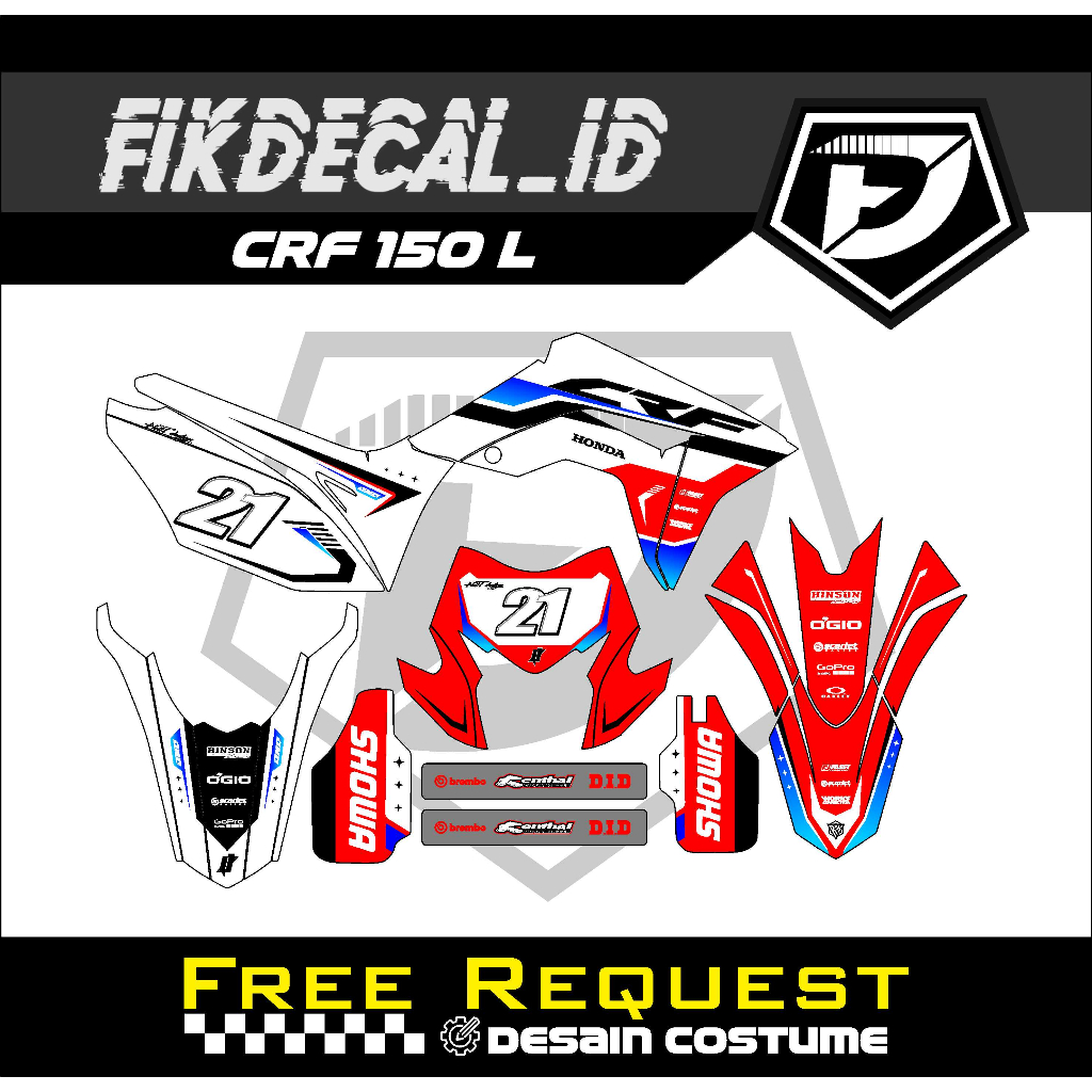 DECAL CRF 150 L FREE CUSTOME DESIGN STIKER CRF 150 L FULL BODY