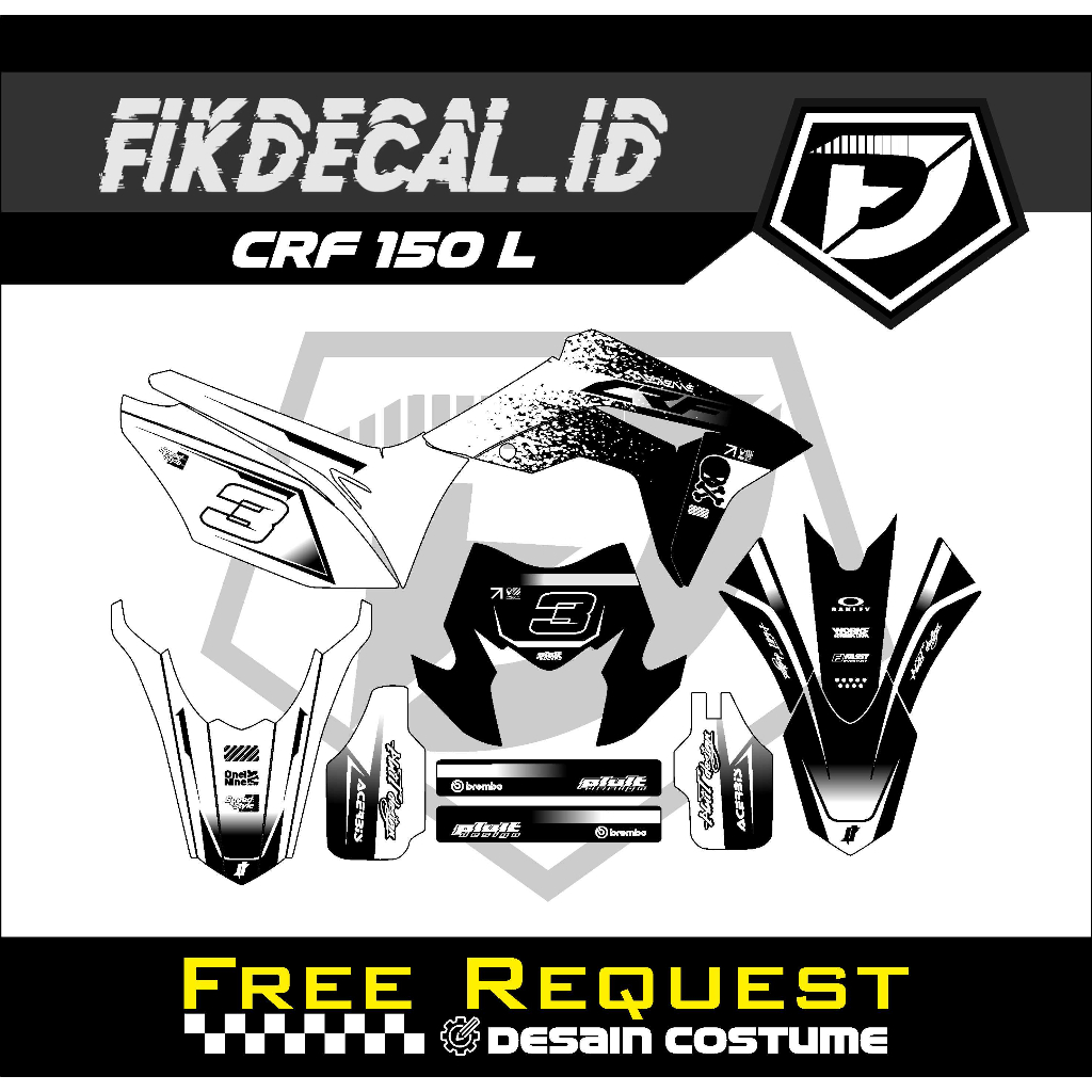 DECAL CRF 150 L FREE CUSTOME DESIGN STIKER CRF 150 L FULL BODY