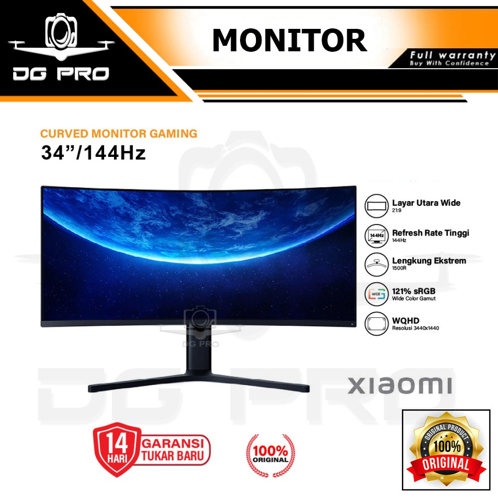 Xiaomi Monitor Gaming Curved 34 Inch 144Hz WQHD LED