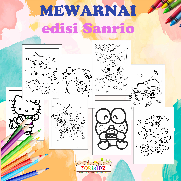 

Kertas Mewarnai Gambar edisi Sanrio/Kuromi/Hello Kitty/ My Melody / Coloring Sanrio /Kertas Mewarnai Anak