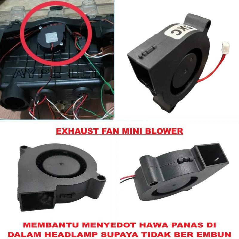 Premium Exhaust Mini Blower Fan Model Keong 12V | Kipas penyedot Panas headlamp Motor| Turbo Fan Air