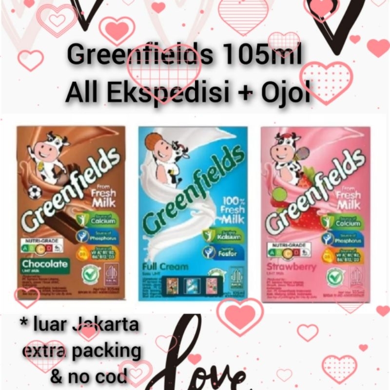 

Exp 09-2025 Greenfields UHT 105ml (Isi 1 pcs) Exp09-2024 Cream, Coklat, Strawberry