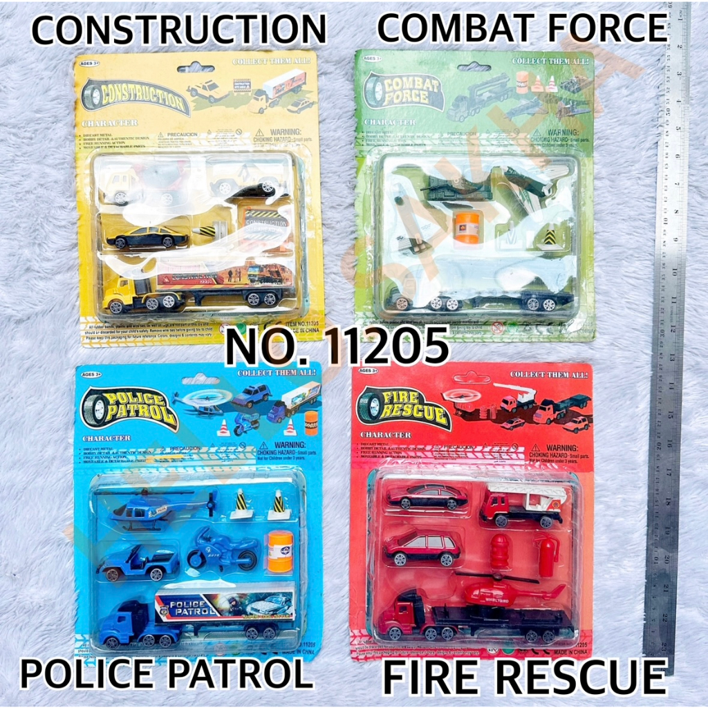 MAINAN NO. 11205 DIECAST KENDARAAN METAL BESI LOGAM CONSTRUCTION COMBAT FORCE POLICE PATROL FIRE RES
