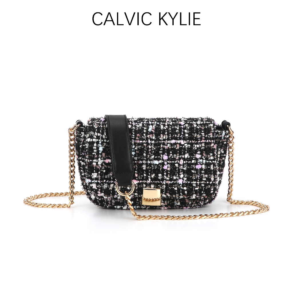 CALVIC KYLIE-TAS WANITA SLING BAG/TAS SELEMPANG RANTAI PENDEK TAS MINI SLING BAG RAJUT BEST SELLER