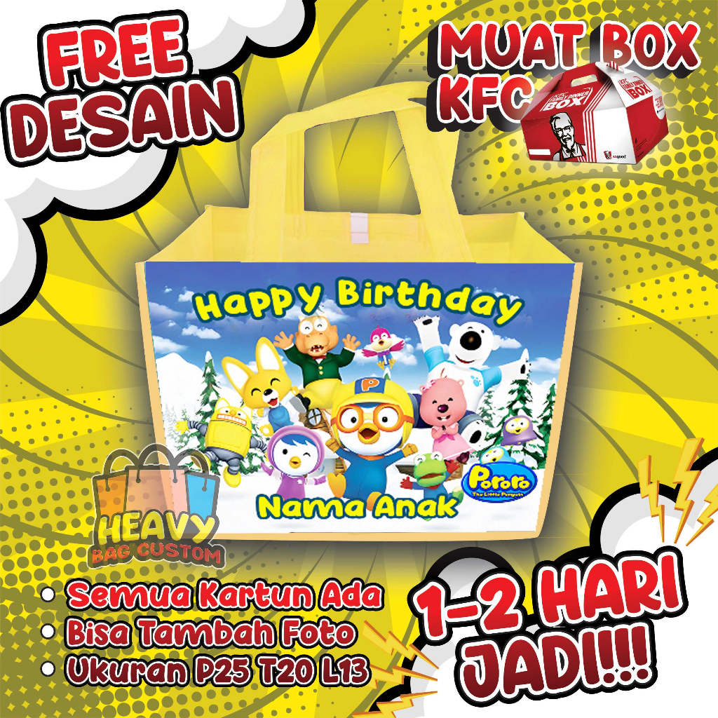 

GOODIE BAG SOUVENIR ULTAH GRATIS DESAIN CUSTOM NAMA DAN FOTO