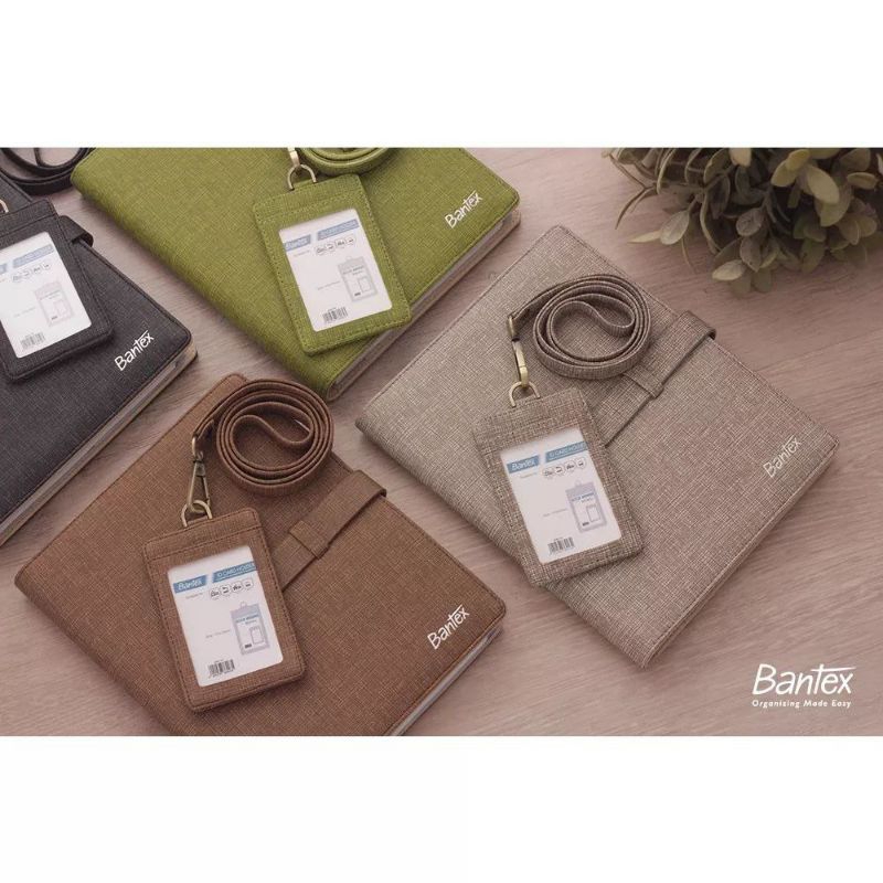 

Bantex Leather Name Tag ID Card Holder Kulit Sintetis Lanyard Tali