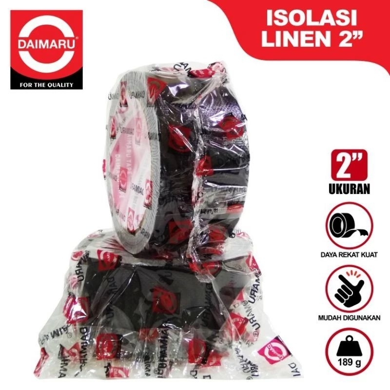 lakban hitam Daimaru 48 mm x 12 m / isolasi hitam besar lebar