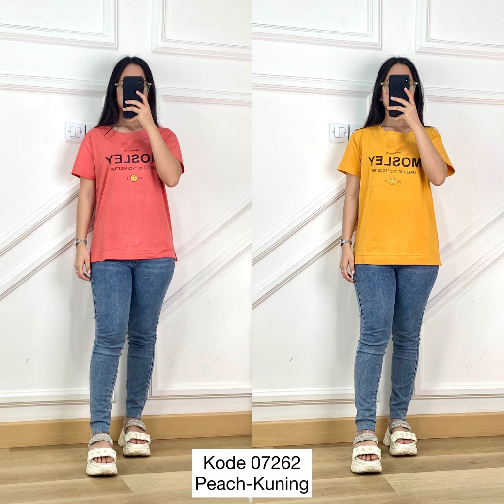 07262 KAOS COTTON MINOCUCN MOSLEY 2021 BASIC POLOS TANGAN PENDEK PREMIUM WANITA ATASAN KAOS BASIC PO