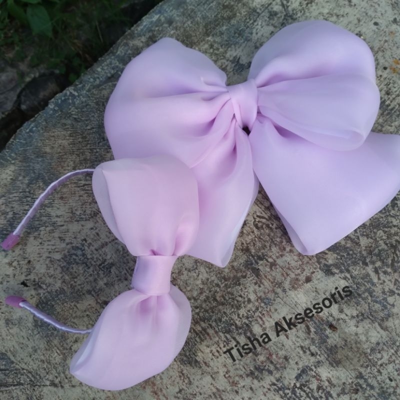 Paket aplikasi baju pesta anak kain organza dan bando anak custom