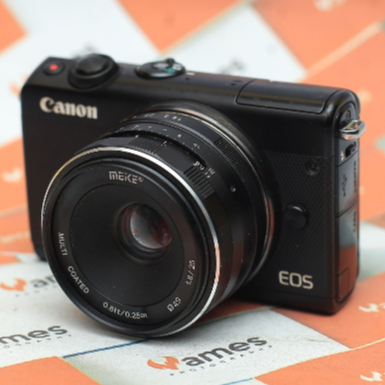Canon M100 Lensa Fix Meike 25mm Kamera Mirrorless Original - Paket Bokeh