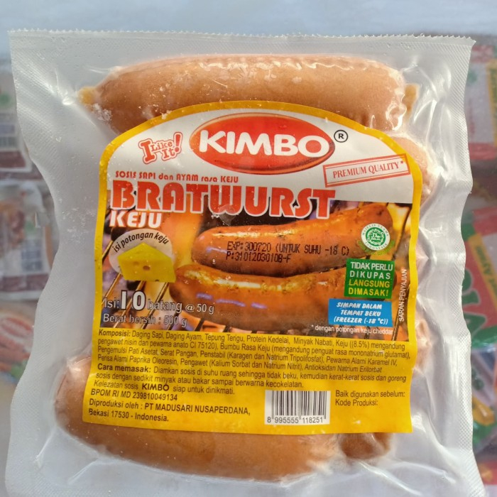 

Kimbo Cheese Sosis dan Ayam Bratwurst ( Dengan Keju ) 500G