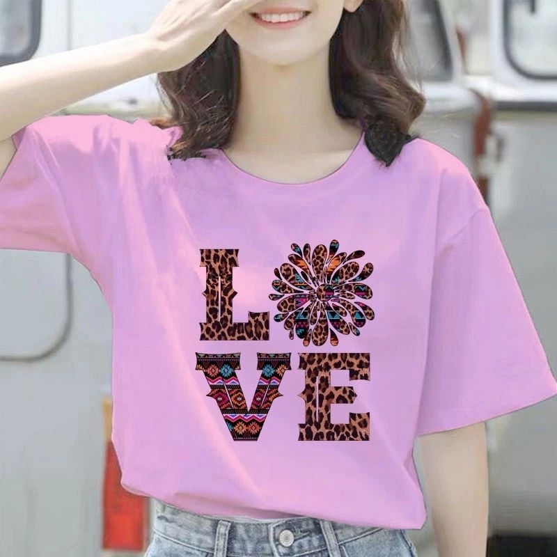 baju kaos wanita love lengan pendek oversize bahan adem kaos harian
