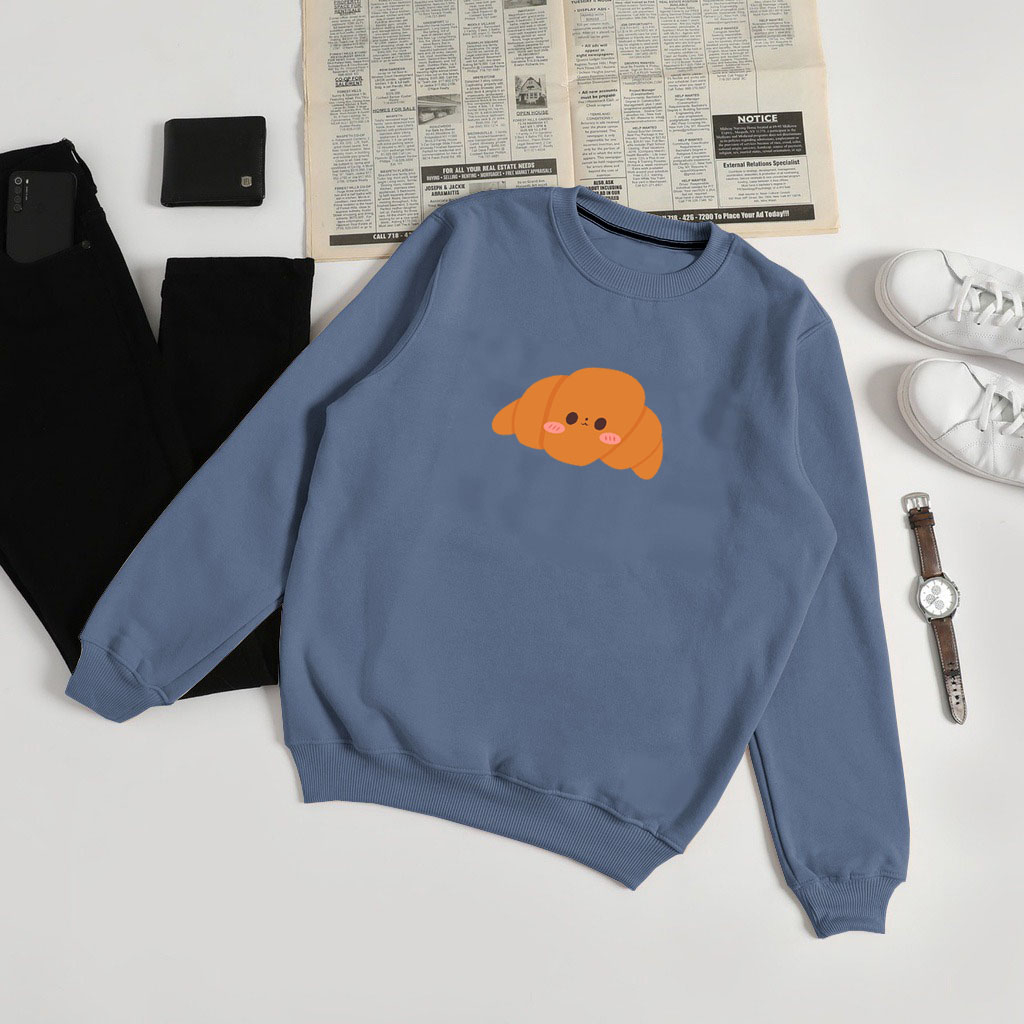 sweater wanita croissant cute korean style l xl xxl hoodie sweater couple bestie 2 pcs cewek murah s