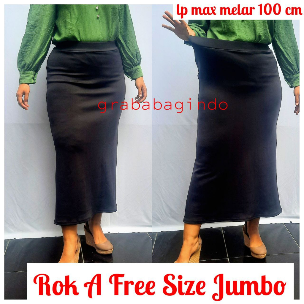 ROK PANJANG HITAM MODEL A JUMBO POLOS/ ROK SIDANG / ROK HIJAB / ROK KANTOR