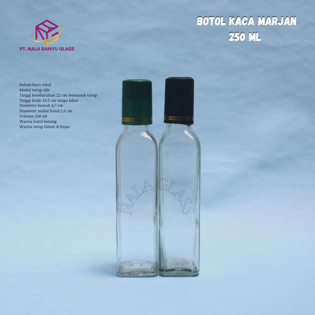 BKMJK250 botol kaca 250ml kotak olive oil / botol minyak 250ml / botol madu 250ml tutup ulir