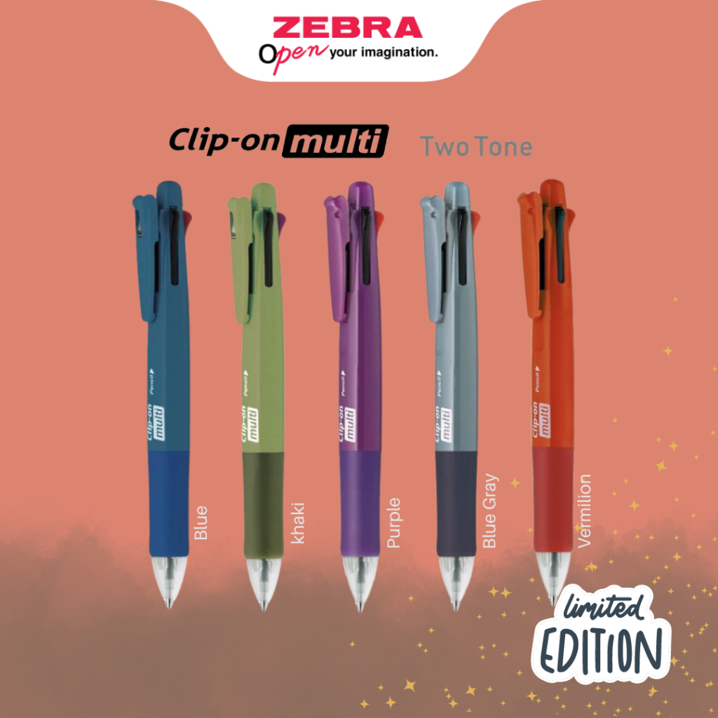 

PULPEN ZEBRA CLIP ON MULTI TWO TONE 4 INK + MECHANICAL PENCIL 5 IN 1