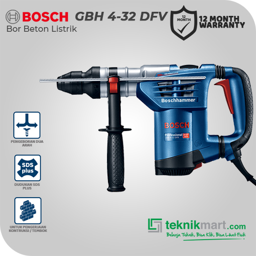 Bosch Rotary Hammer / Bor Beton Listrik 5 Joule GBH 4-32 DFR