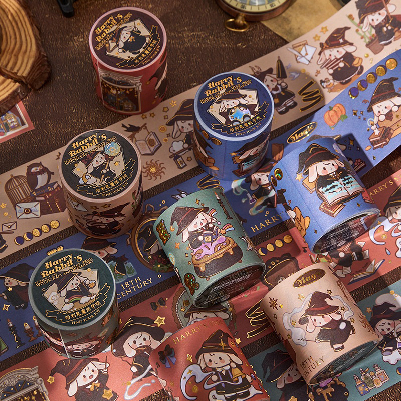 

washi tape selotip gold foil binatang hewan kelinci magic 45 mm