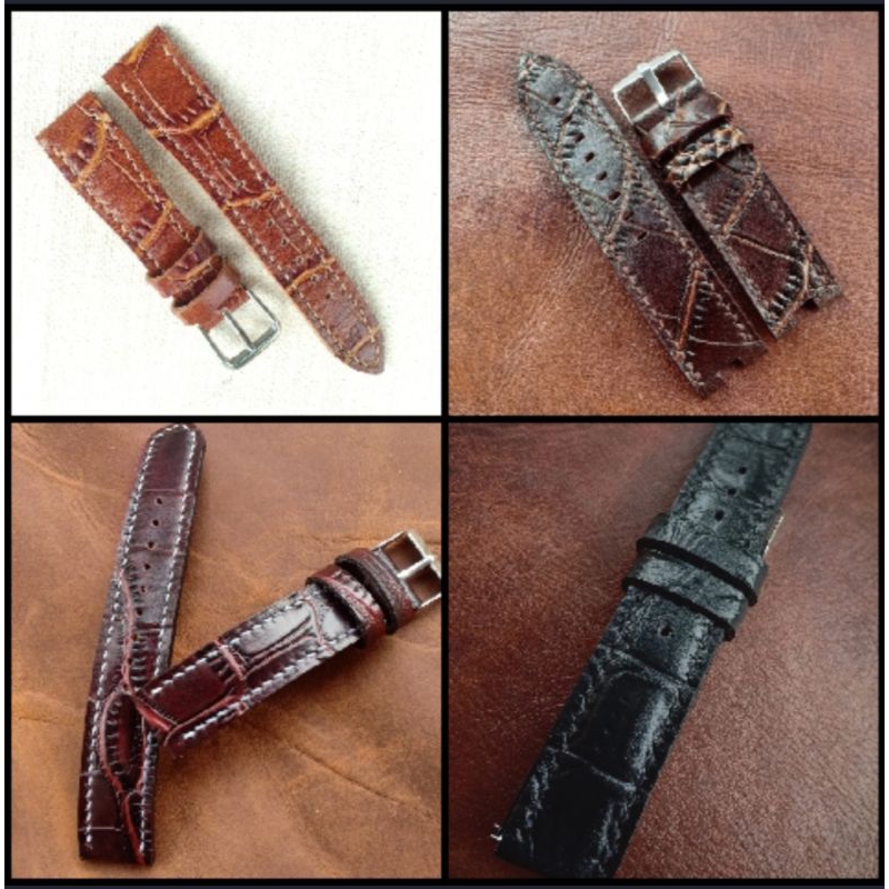Tali Jam Kulit Sapi Asli Motif Kulit Buaya Croco Leather strap watch