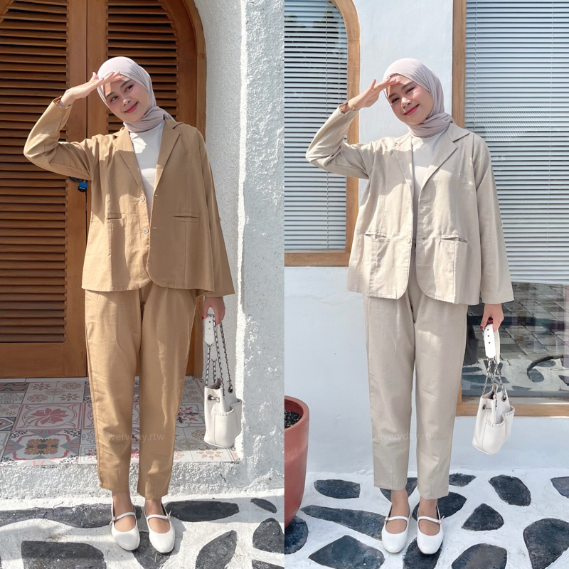 ONE SET SAFA BLAZER DAN CELANA KULOT ANKLE