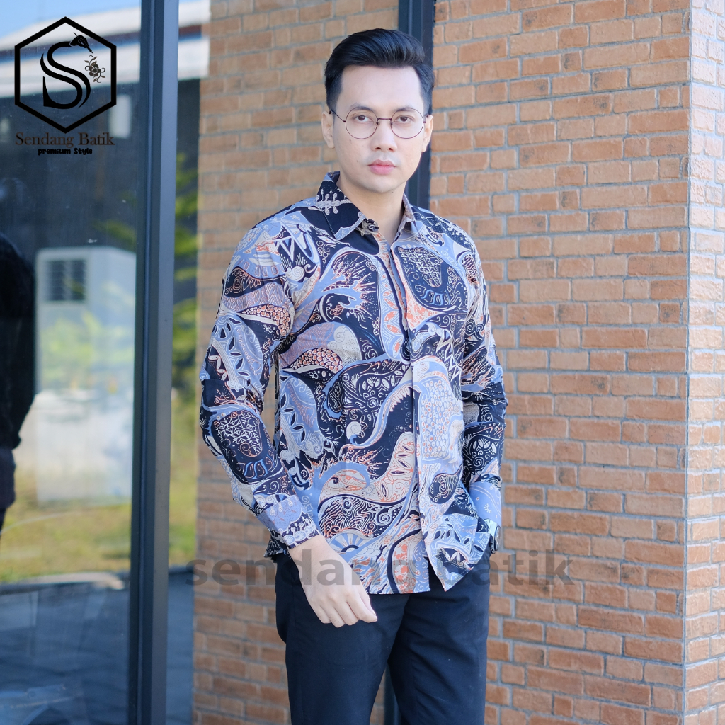 SENDANG BATIK Atasan kemeja hem baju batik pria laki-laki slimfit full lapis furing erro lengan panj