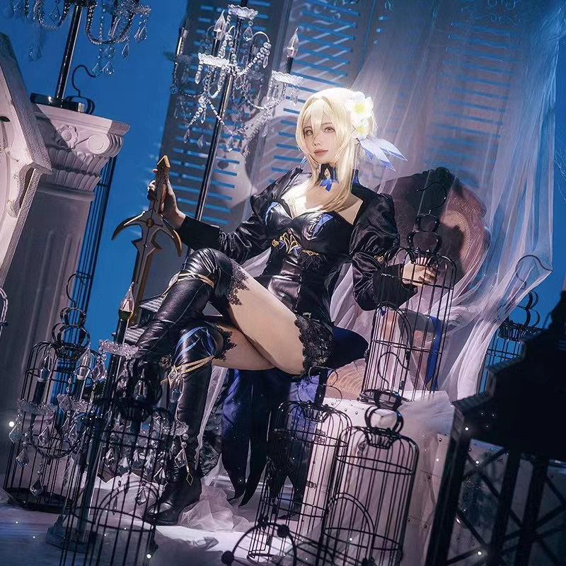 Genshin Impact Fanart Lumine Cosplay Costume Traveler Costumes Abyss Prince and wig