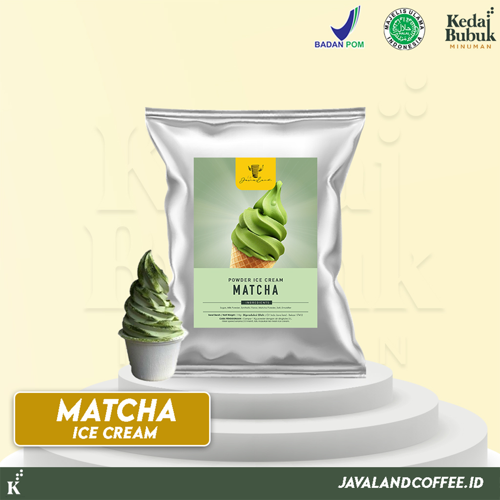 

Javaland Bubuk Ice Cream / Es Krim Rasa Matcha / Green Tea 1Kg | Soft Ice Cream Powder