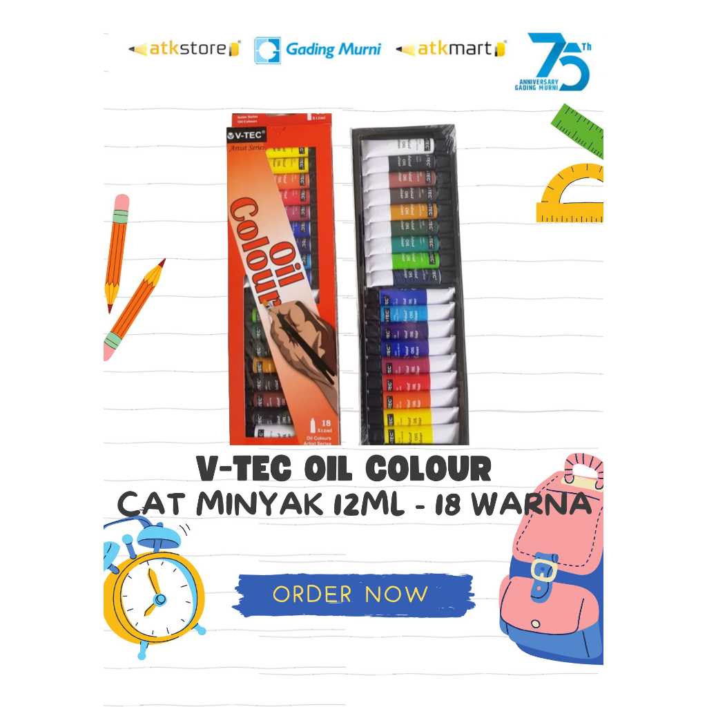 

V-tec Oil Colour 18 Wrna 12 ML II V-tec Cat Minyak 18 Warna 12 ML
