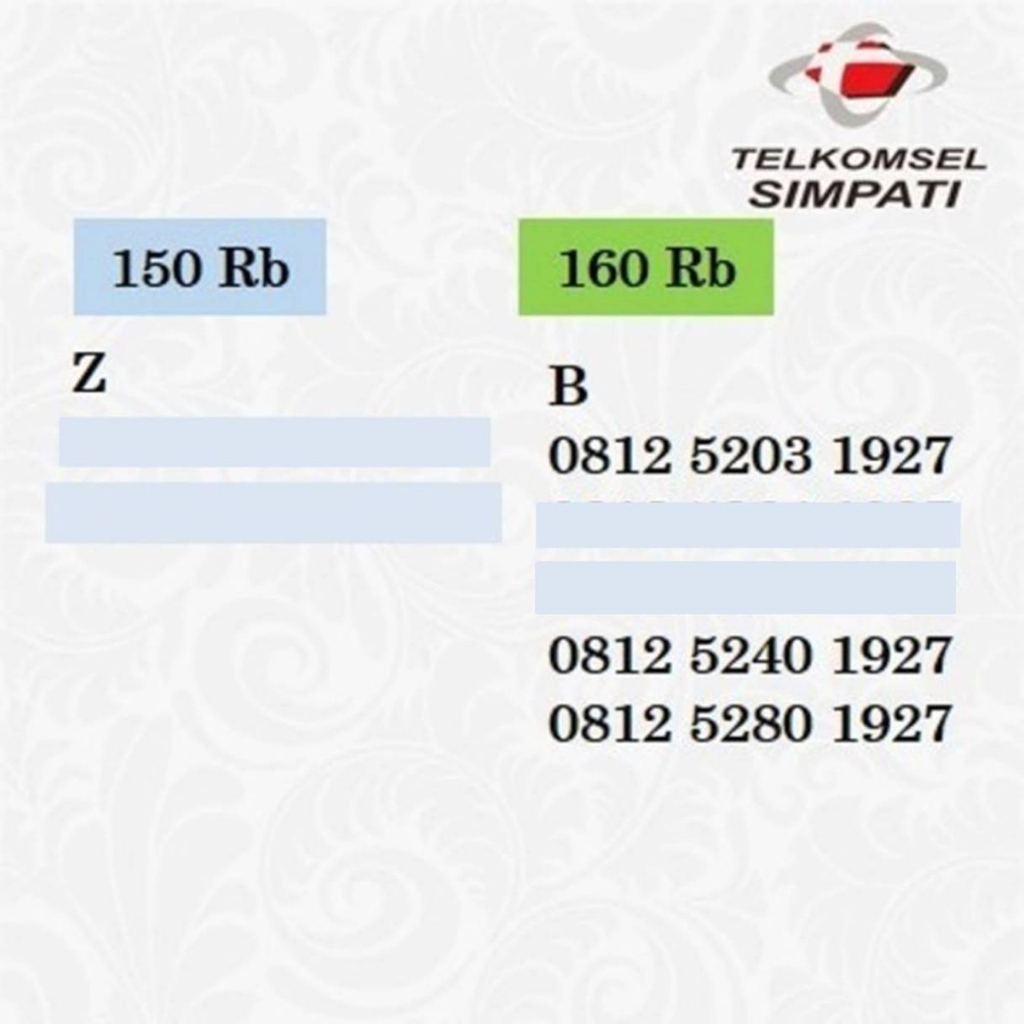 Nomor cantik kartu Perdana Simpati 4G lte Telkomsel seri tahun PERSEBAYA 1927